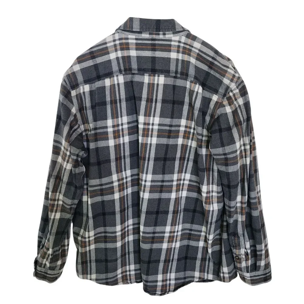 Carhartt Flannel Shirt Men 2XLT Gray Plaid Long Sleeve Original Fit Heavyweight
